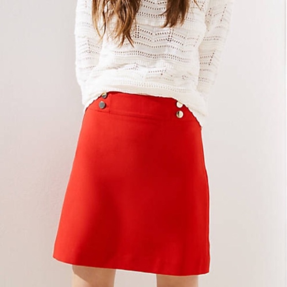 LOFT Shift Skirt with gold sailor buttons NWT | 16
